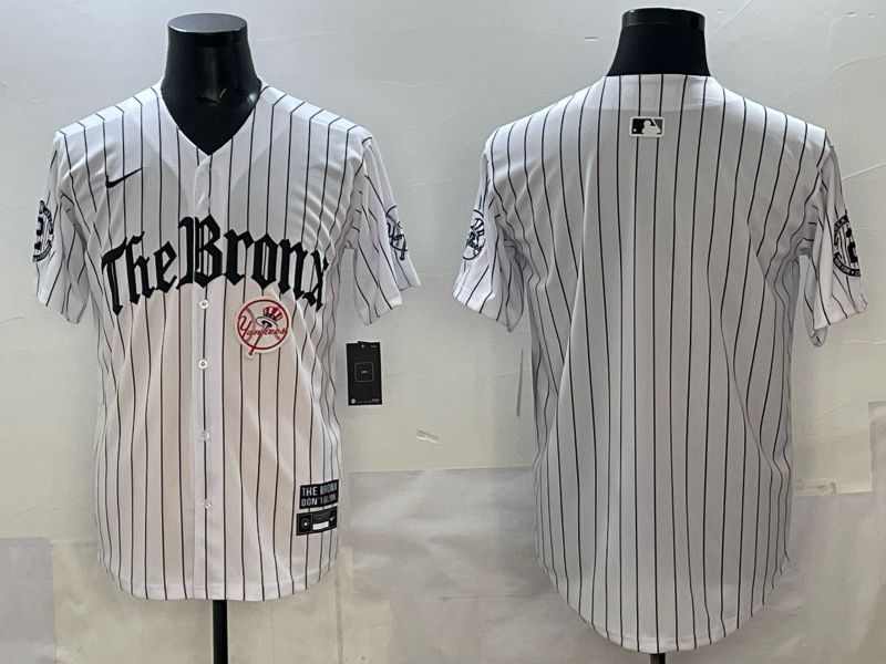 Men 2025 New York Yankees Blank White Stripe Five generations Joint Name Nike MLB Jersey style 04->new york yankees->MLB Jersey
